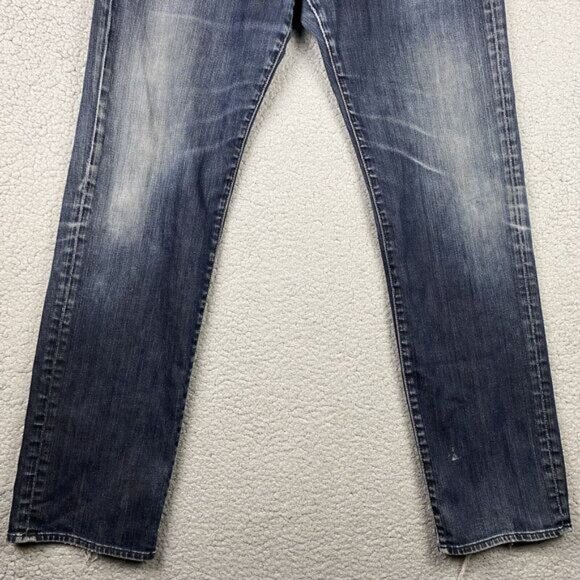 7 For All Mankind Mens Dark Wash Austyn Straight Leg Jeans 38x34 Distressed - Picture 3 of 16